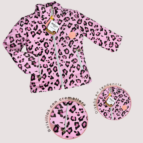 Chaqueta Rompeviento Animal Print rosada