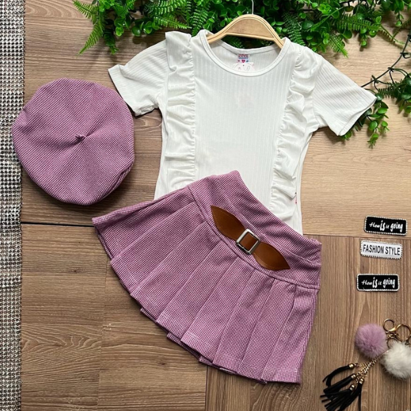 Conjunto Roma, tres piezas con boina
