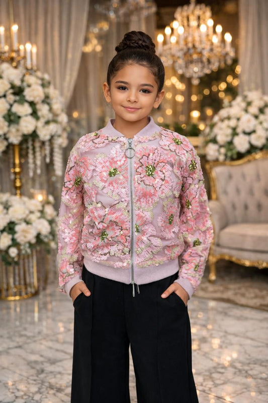 CHAQUETA LENTEJUELA ROSAS