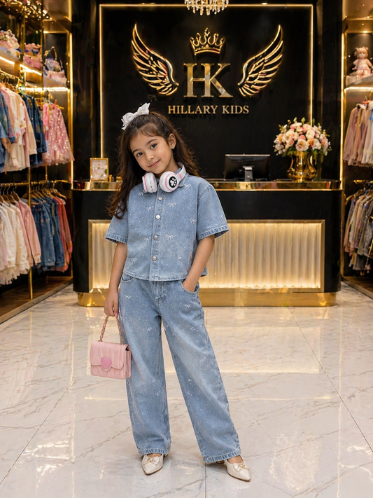 CONJUNTO JEANS CAMISA VAQUERA LAZOS